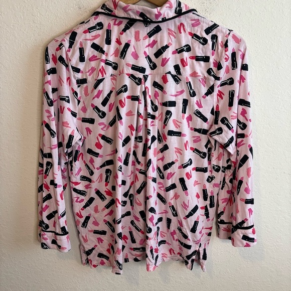 Kate Spade Barbie pink black lipstick pajama set size medium - Picture 4 of 8